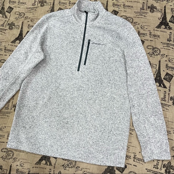 Eddie Bauer NWOT! Gray Polyester Fleece Quarter Zip Sweater Size TL - Picture 4 of 11